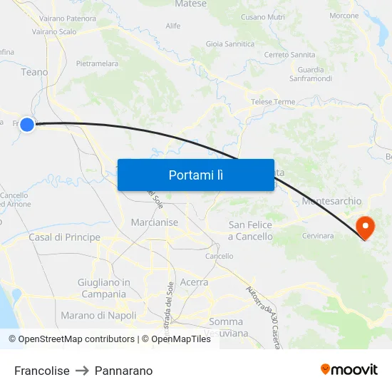 Francolise to Pannarano map