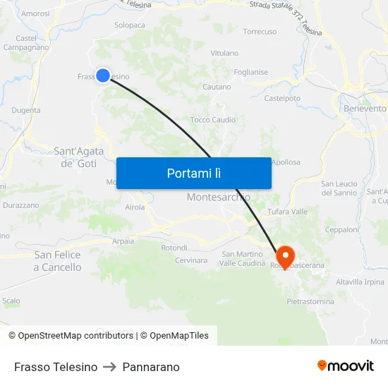 Frasso Telesino to Pannarano map