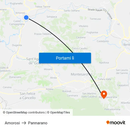 Amorosi to Pannarano map