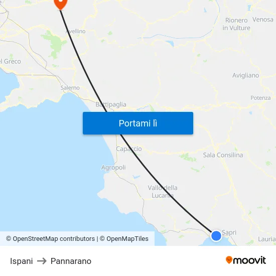 Ispani to Pannarano map