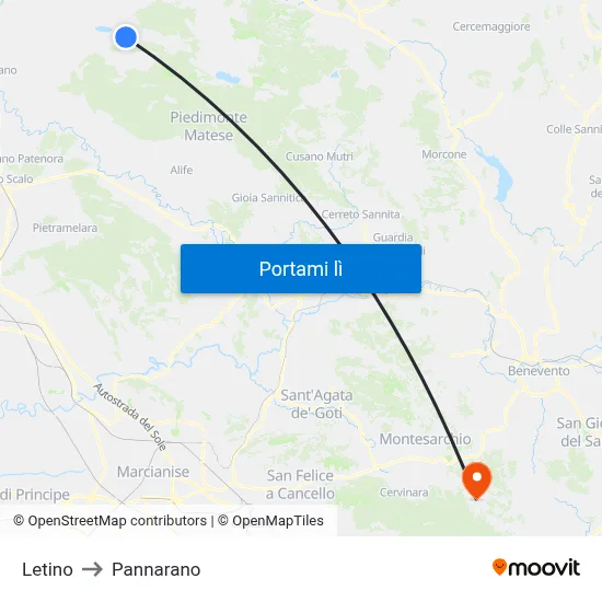 Letino to Pannarano map