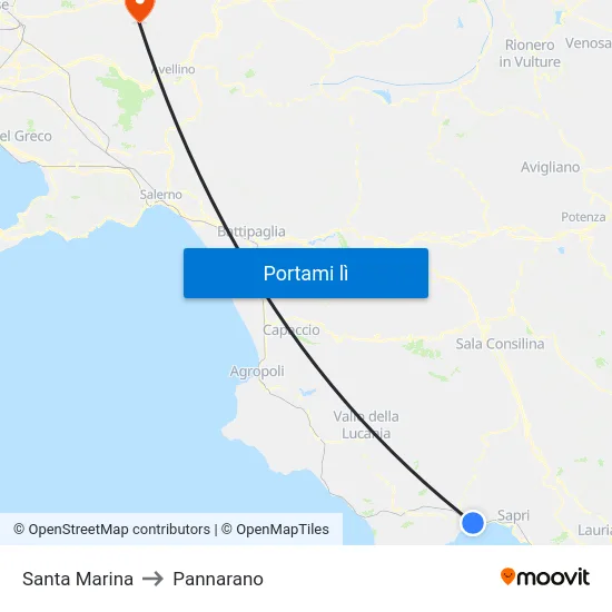 Santa Marina to Pannarano map