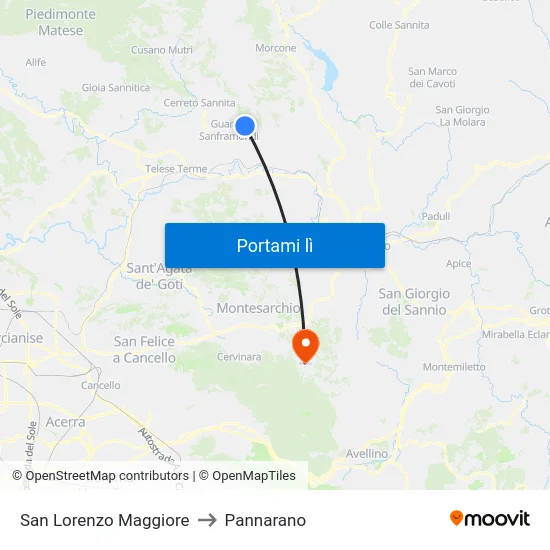 San Lorenzo Maggiore to Pannarano map