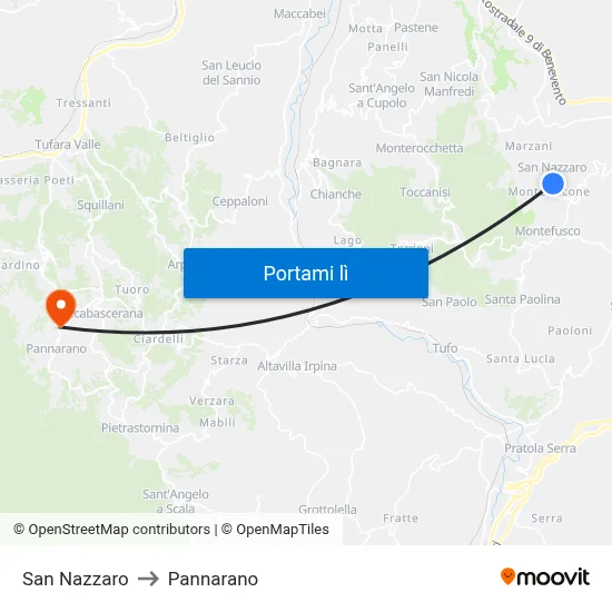 San Nazzaro to Pannarano map
