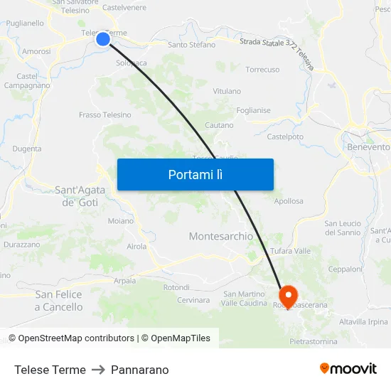 Telese Terme to Pannarano map