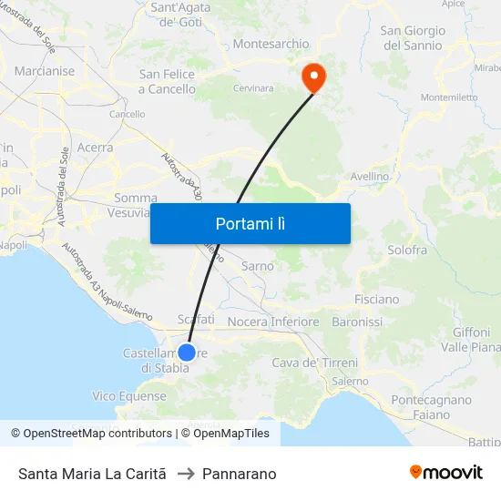 Santa Maria La Caritã to Pannarano map