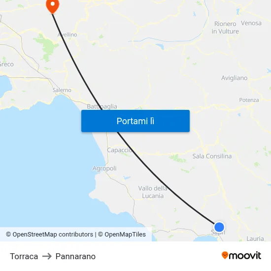 Torraca to Pannarano map