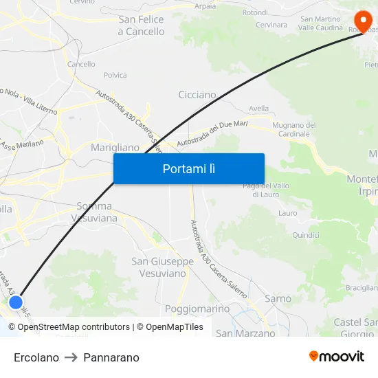 Ercolano to Pannarano map