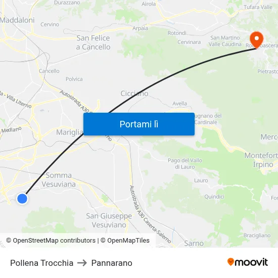 Pollena Trocchia to Pannarano map