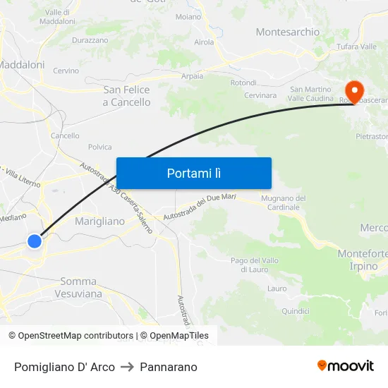 Pomigliano D' Arco to Pannarano map