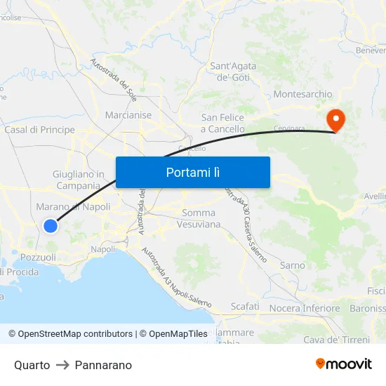 Quarto to Pannarano map