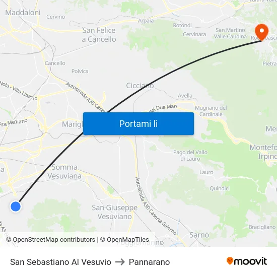 San Sebastiano Al Vesuvio to Pannarano map