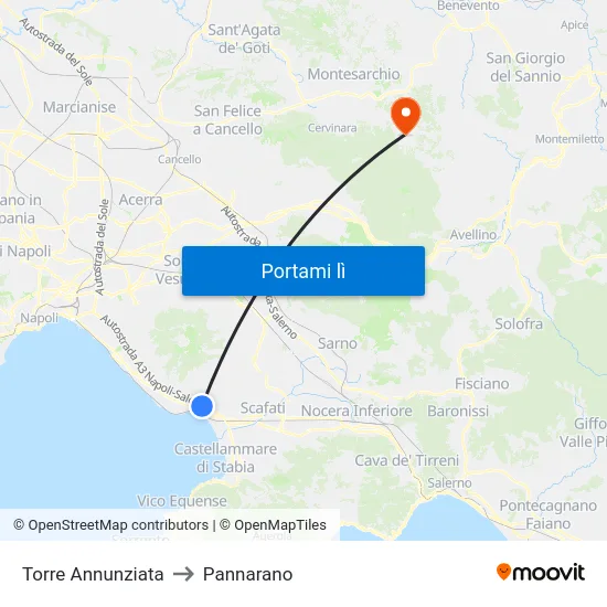 Torre Annunziata to Pannarano map