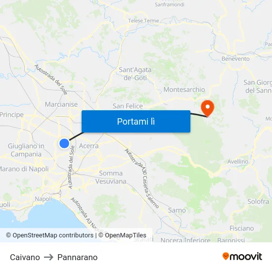 Caivano to Pannarano map