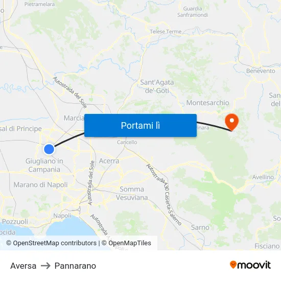 Aversa to Pannarano map