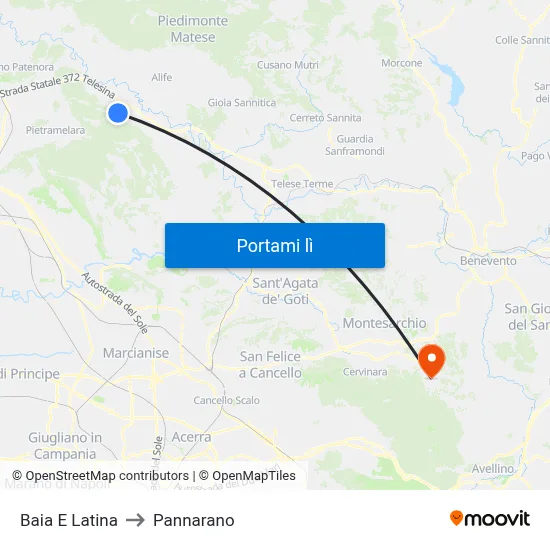 Baia E Latina to Pannarano map