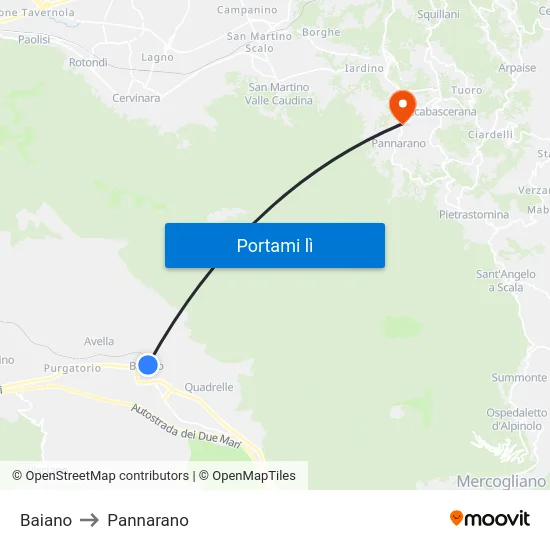 Baiano to Pannarano map