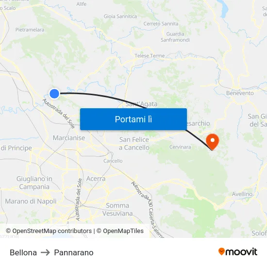 Bellona to Pannarano map