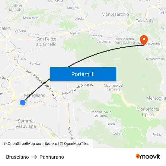Brusciano to Pannarano map