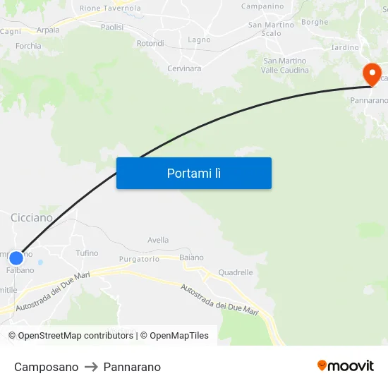 Camposano to Pannarano map