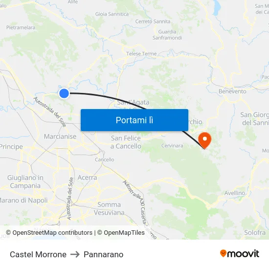 Castel Morrone to Pannarano map