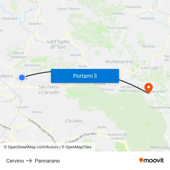 Cervino to Pannarano map