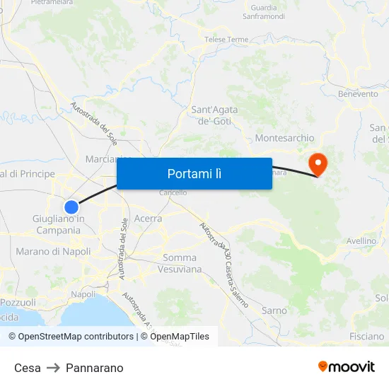 Cesa to Pannarano map