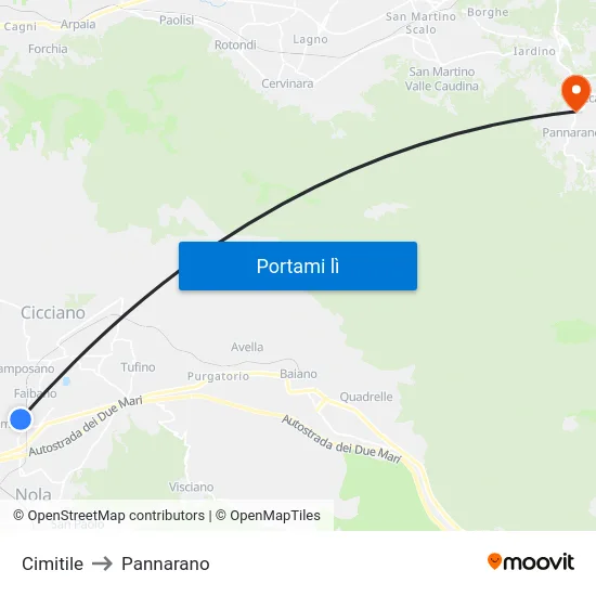 Cimitile to Pannarano map