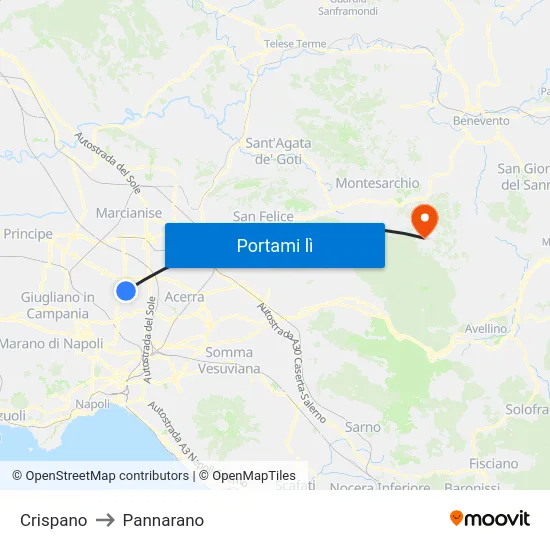Crispano to Pannarano map