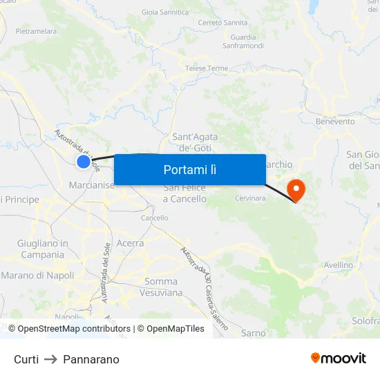 Curti to Pannarano map