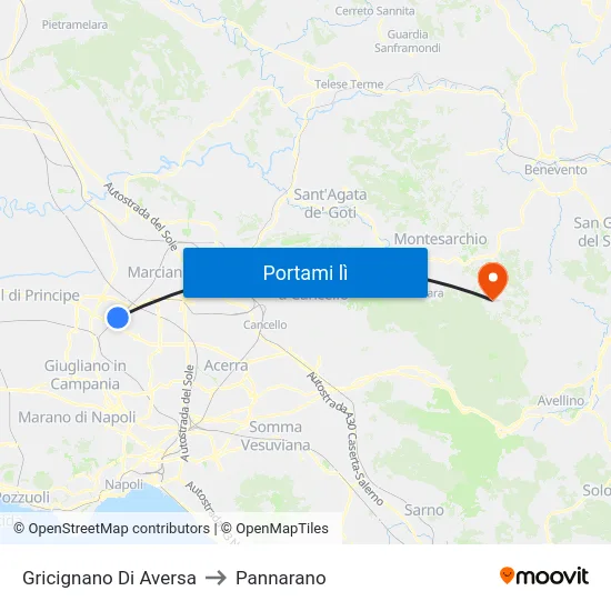 Gricignano Di Aversa to Pannarano map