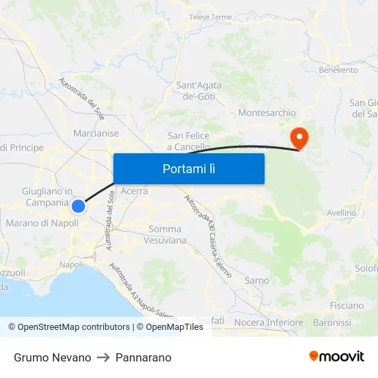 Grumo Nevano to Pannarano map