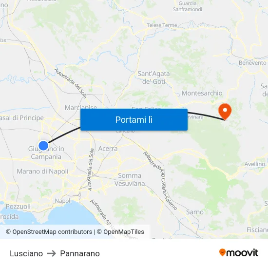 Lusciano to Pannarano map