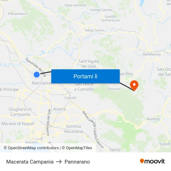 Macerata Campania to Pannarano map