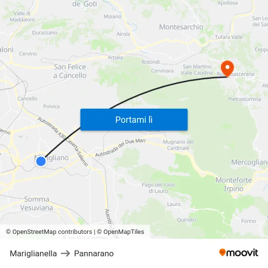 Mariglianella to Pannarano map