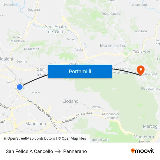 San Felice A Cancello to Pannarano map