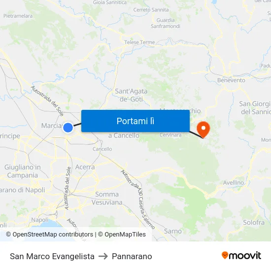 San Marco Evangelista to Pannarano map