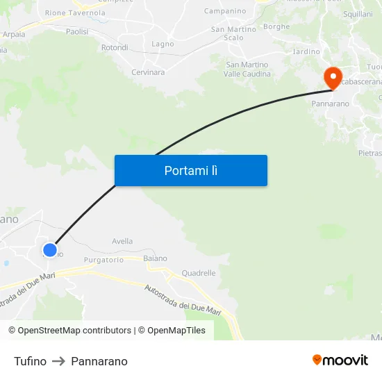 Tufino to Pannarano map