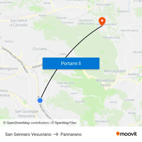 San Gennaro Vesuviano to Pannarano map