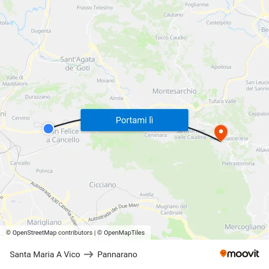 Santa Maria A Vico to Pannarano map