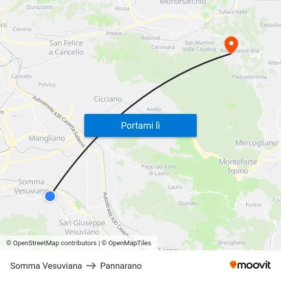 Somma Vesuviana to Pannarano map