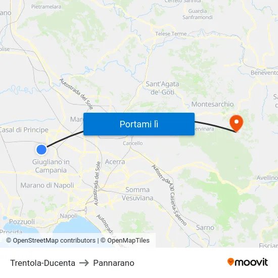 Trentola-Ducenta to Pannarano map