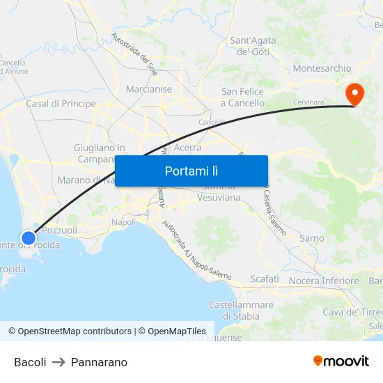 Bacoli to Pannarano map