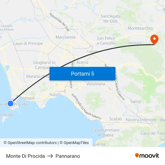 Monte Di Procida to Pannarano map