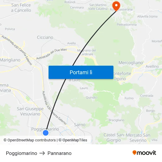 Poggiomarino to Pannarano map