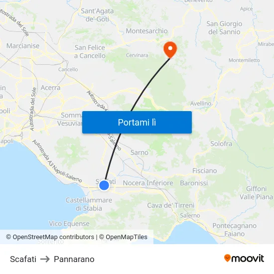 Scafati to Pannarano map