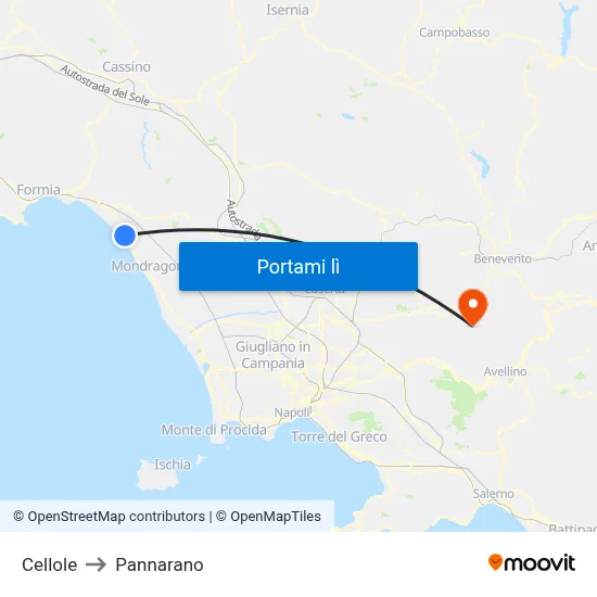 Cellole to Pannarano map