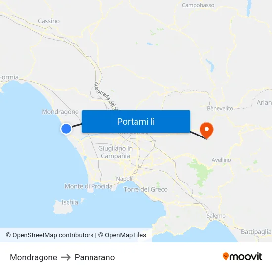 Mondragone to Pannarano map