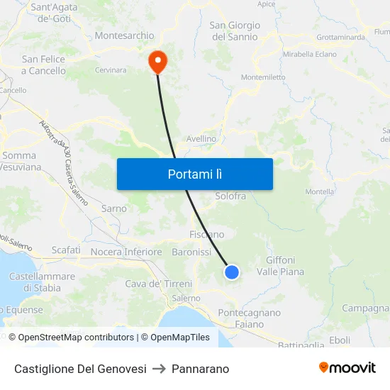 Castiglione Del Genovesi to Pannarano map