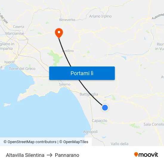 Altavilla Silentina to Pannarano map